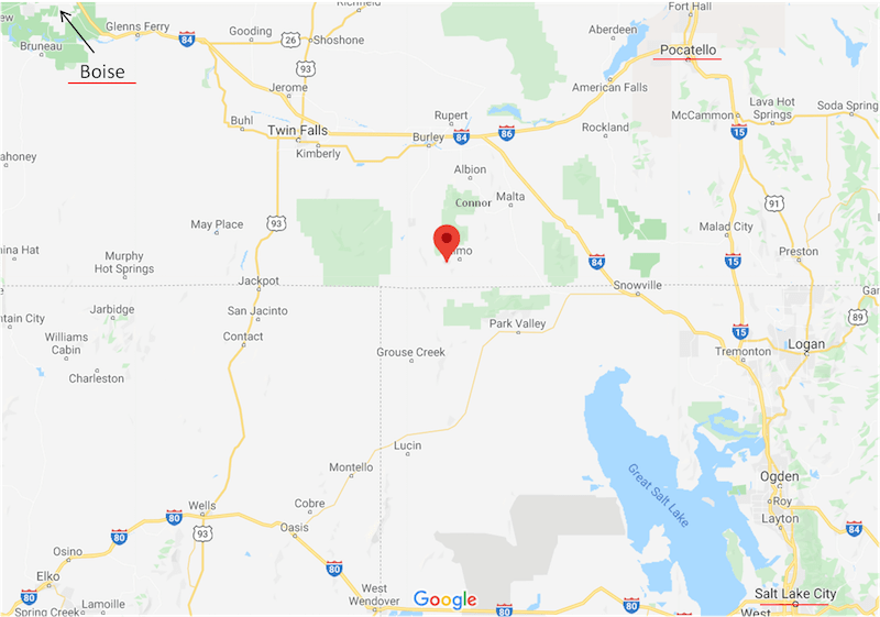 Map showing where is city of rocks Idaho