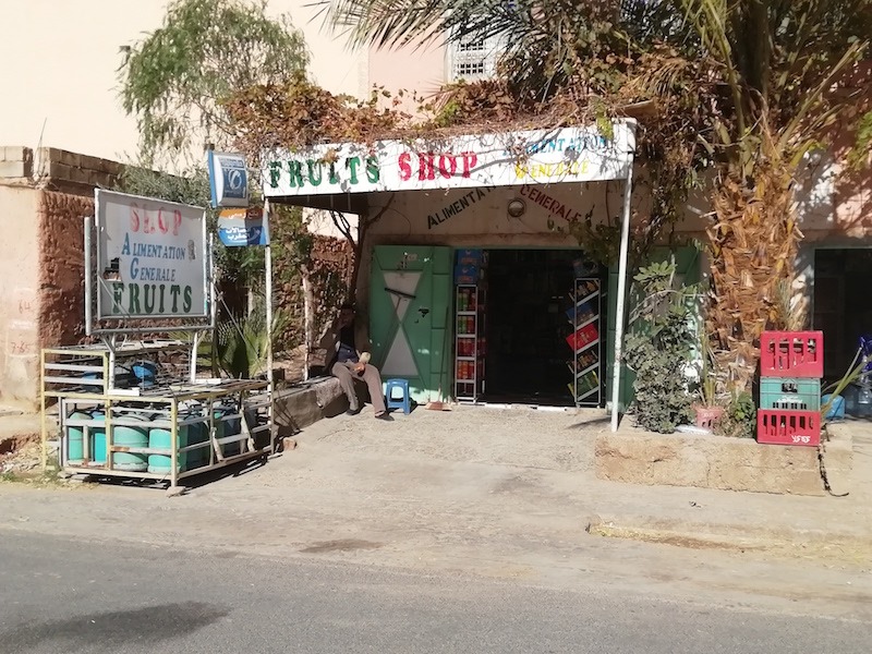 small food shop seen outside of entrance to the todra gorge