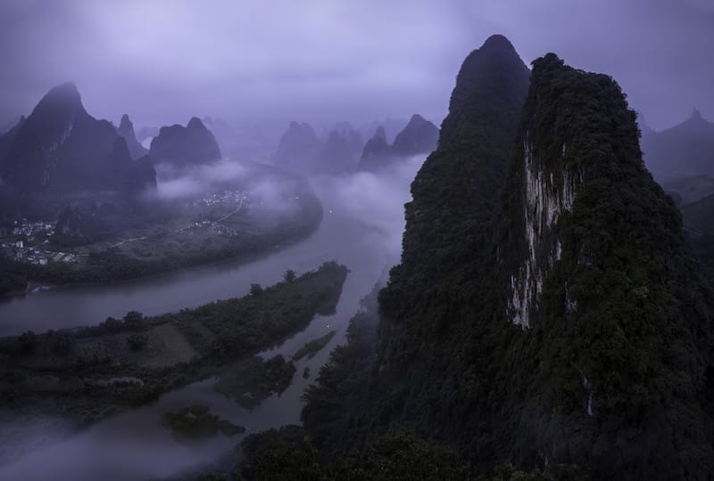 Foggy mountains of Yangshuo China