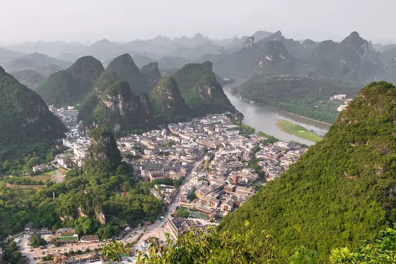 view of Yangshuo china from above