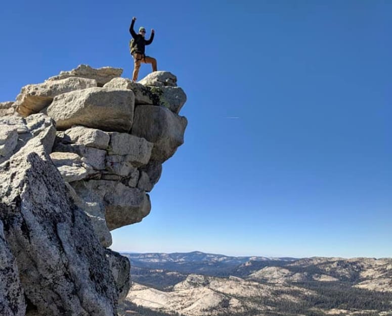 climber after finishing his free solo