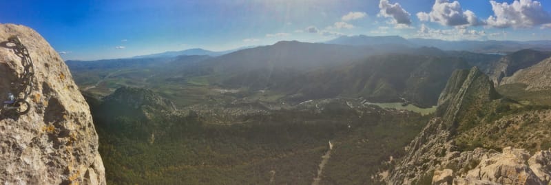 panoramic view of the el chorro valley from above