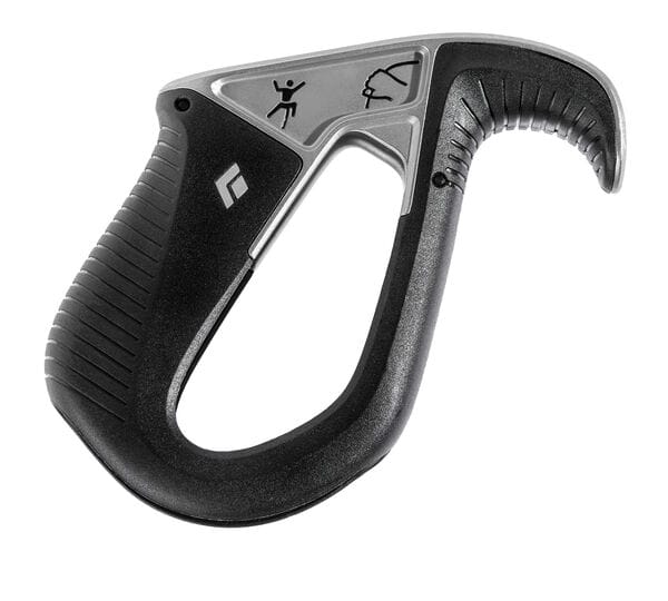black and grey belay device