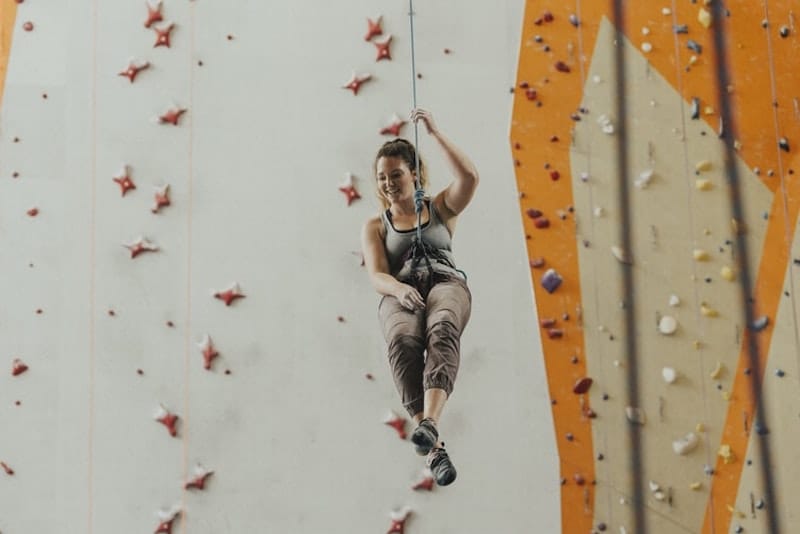 Woman in climbing gym