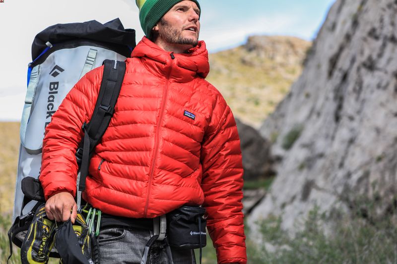Rock climber with equipment 
