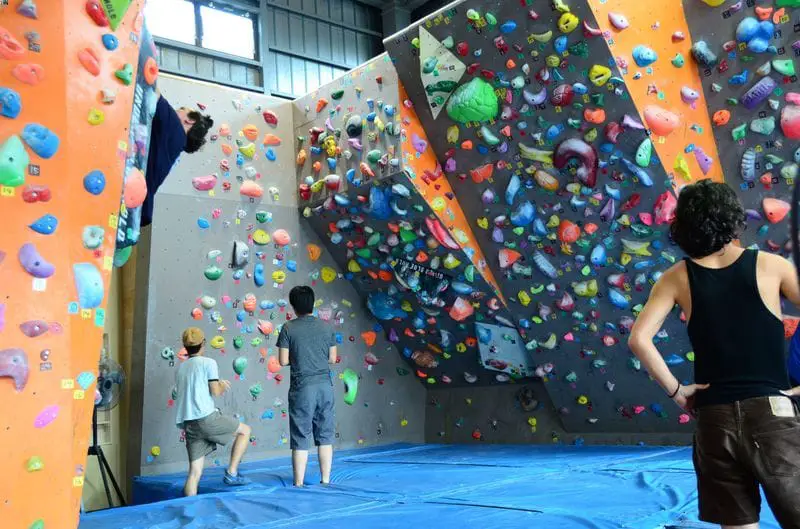 People training in climbing gym