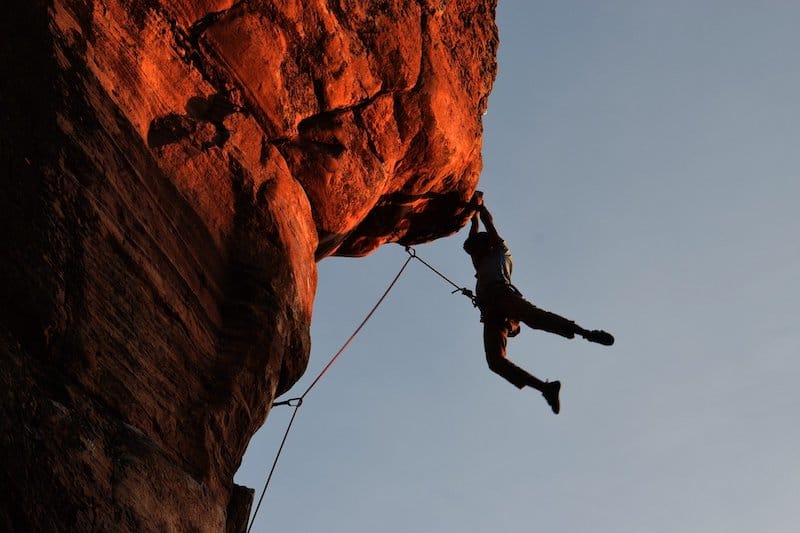 Rock climber in bouldering