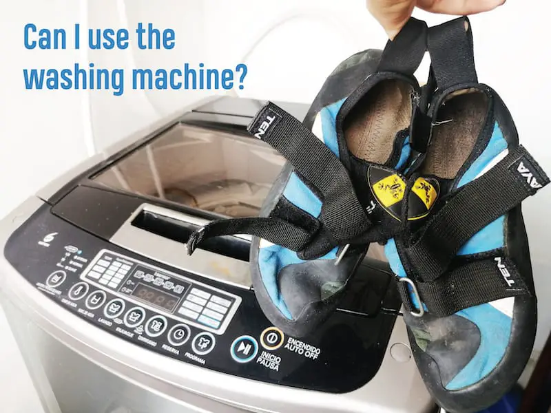 Can I machine wash climbing shoes?