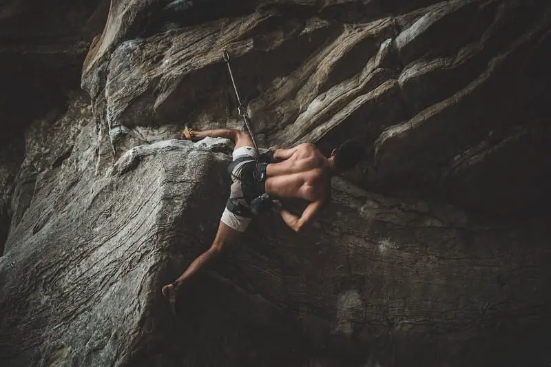 Man climbing rock