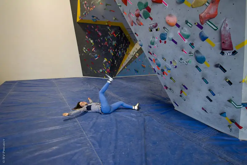 Person climbing in gym