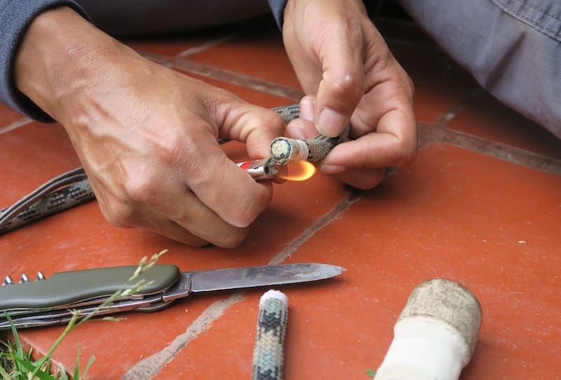 Steps to Seal and Cut the Ends of a Climbing Rope