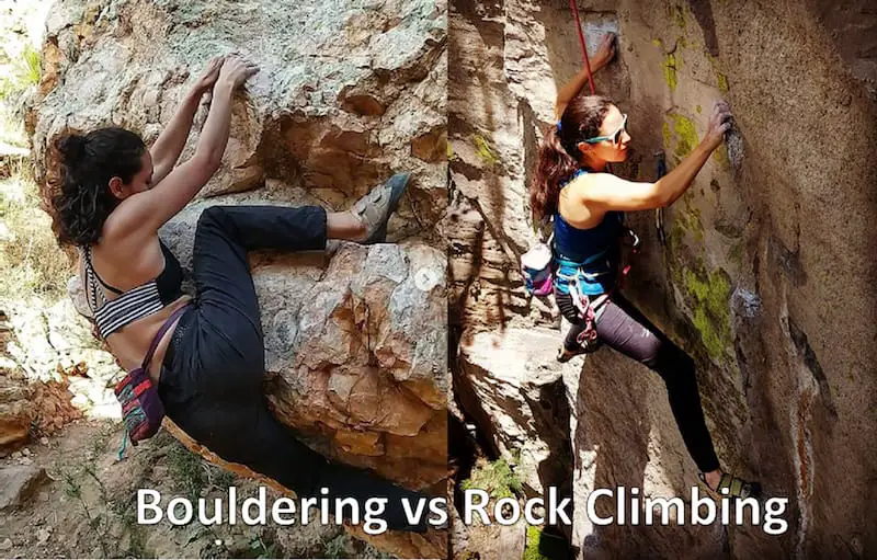 women climbing rock